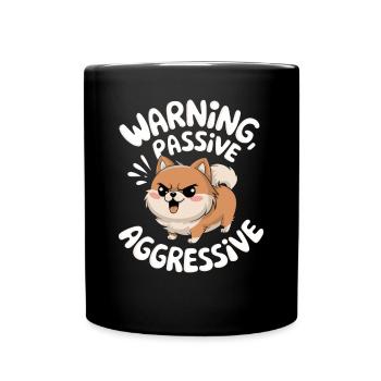 Avertissement passif agressif Shiba Inu Illustration - Mug uni - noir - Devant