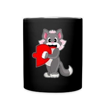Katze Braut Herz Hochzeit - Tasse einfarbig - Schwarz - Vorne