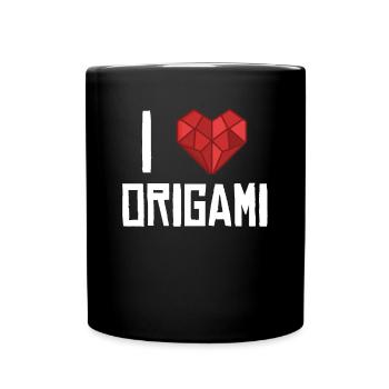 Ich liebe Origami Papierkranich Falten Eule Meister - Tasse einfarbig - Schwarz - Vorne