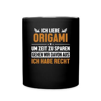 Origami hat immer Recht Owl Paper Crane Folding - Tasse einfarbig - Schwarz - Vorne