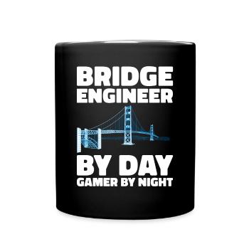 Bridge Engineer Bridge Construction Civil Engineering - Full Colour Mug - black - Front
