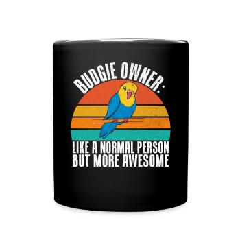 Budgie Gift - Tasse einfarbig - Schwarz - Vorne