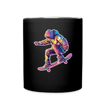 Retro Skateboarder - Tasse einfarbig - Schwarz - Vorne
