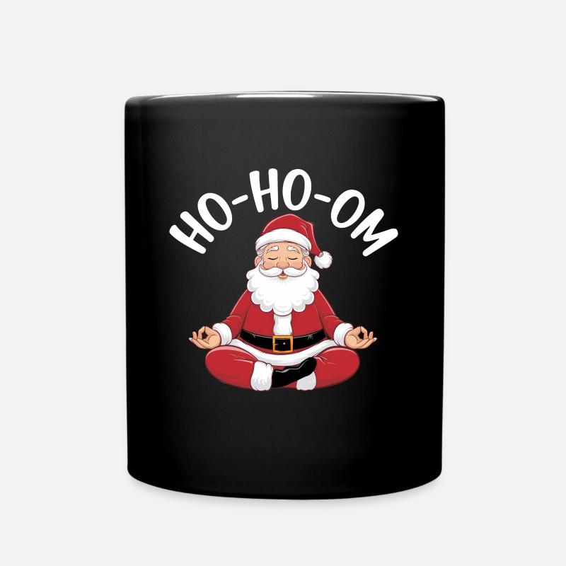 Weihnachten Yoga Weihnachtsmann - Tasse einfarbig - Schwarz