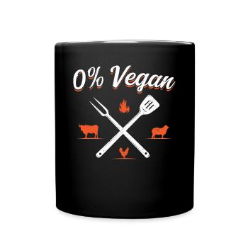 0% Vegan BBQ Fleischliebhaber Grillen - Tasse einfarbig - Schwarz - Vorne