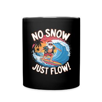 Weihnachtsmann Surfer Strand Weihnachten - Tasse einfarbig - Schwarz - Vorne