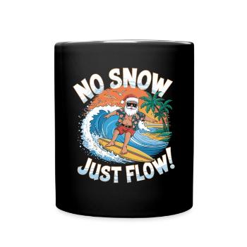 Weihnachtsmann Surfer Strand Weihnachten - Tasse einfarbig - Schwarz - Vorne