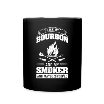 BBQ: Ich Liebe Meinen Bourbon Und Meinen Smoker - Tasse einfarbig - Schwarz - Vorne