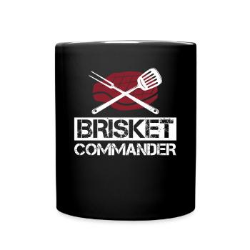 BBQ Brisket Commander Grillmeister Grillabende - Tasse einfarbig - Schwarz - Vorne