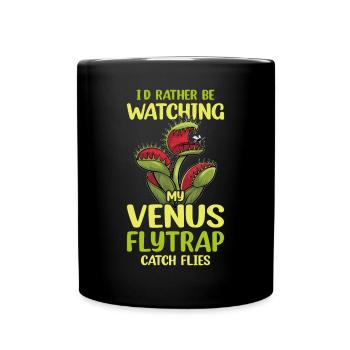 Venus Flytrap Carnivore Plant Design - Full Colour Mug - black - Front