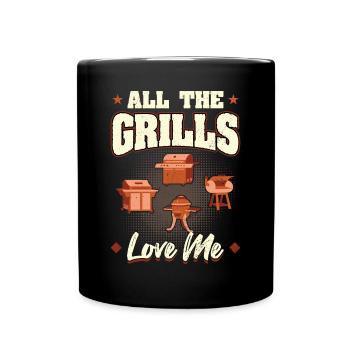 Alle Grills Lieben Mich BBQ Abenteuer - Tasse einfarbig - Schwarz - Vorne
