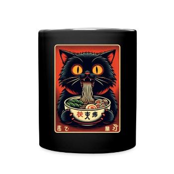 Chat Ramen Nouilles Anime Japonais Chat Chaton - Mug uni - noir - Devant