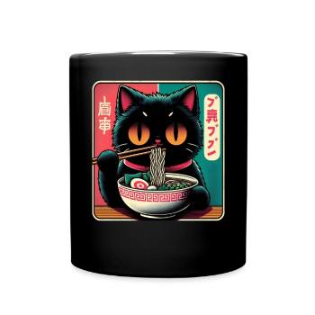 Chat Ramen Nouilles Anime Japonais Chat Chaton - Mug uni - noir - Devant