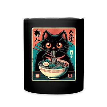 Chat Ramen Nouilles Anime Japonais Chat Chaton - Mug uni - noir - Devant
