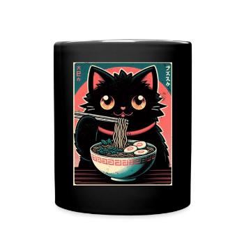 Chat Ramen Nouilles Anime Japonais Chat Chaton - Mug uni - noir - Devant