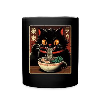 Chat Ramen Nouilles Anime Japonais Chat Chaton - Mug uni - noir - Devant