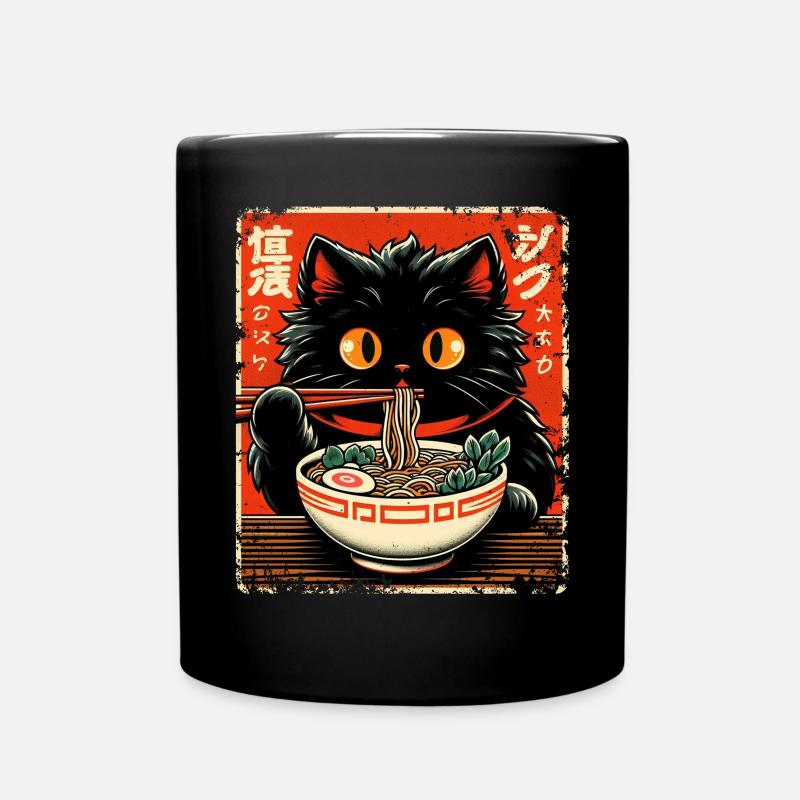 Cat Ramen Nudel Anime Japanische Katze Kätzchen - Tasse einfarbig - Schwarz