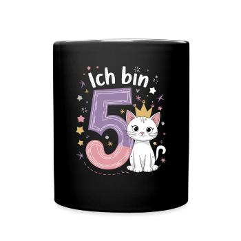 5th Birthday Cat Kitten Children's Birthday Party - Full Colour Mug - black - Front