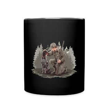 Hunter with dog in the forest motif - Full Colour Mug - black - Front