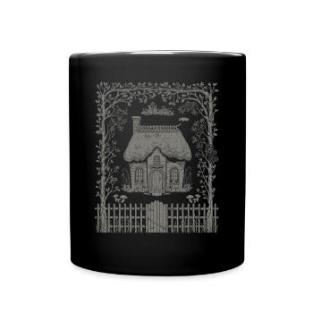 Maison de conte de fées Cottagecore sombre dans les bois - Mug uni - noir - Devant