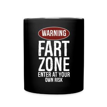 Achtung Furzzone Betreten auf eigene Gefahr - Tasse einfarbig - Schwarz - Vorne