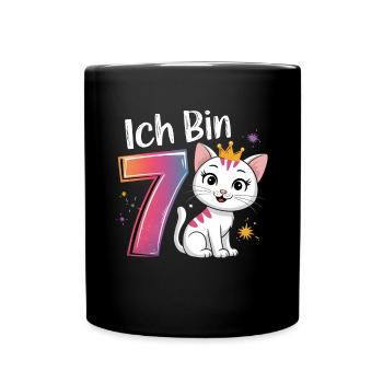 7e anniversaire chat chaton fête d’anniversaire des enfants - Mug uni - noir - Devant