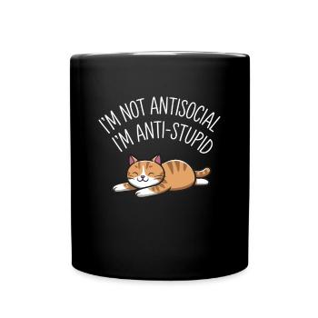 Katzenspruch Katze für Katzenbesitzer - Tasse einfarbig - Schwarz - Vorne