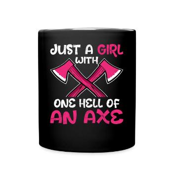 Axe Throwing Girl Hatchet Thrower Girl A Hell - Full Colour Mug - black - Front