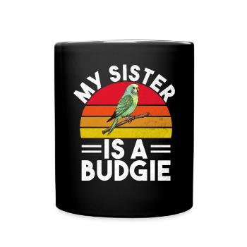 Budgie Gift - Tasse einfarbig - Schwarz - Vorne