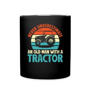Landwirtschafts Traktor Vintage Traktor Landwirte - Tasse einfarbig - Schwarz - Vorne