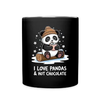 Ich Liebe Pandas Und Heiße Schokolade - Tasse einfarbig - Schwarz - Vorne