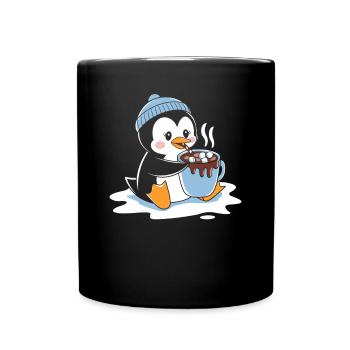 Pingouin câlin au chocolat chaud - Mug uni - noir - Devant
