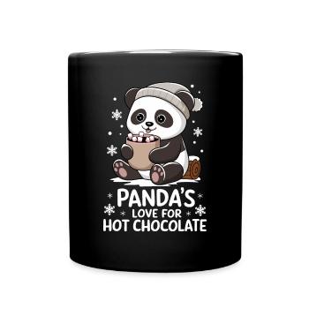 Pandas Liebe Für Heiße Schokolade - Tasse einfarbig - Schwarz - Vorne