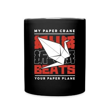 My Paper Crane Beats Your Paper Plane Owl Folding - Full Colour Mug - black - Front