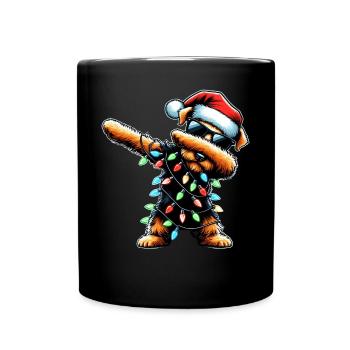 Dabbing Airedale Terrier Dog Christmas Xmas - Full Colour Mug - black - Front