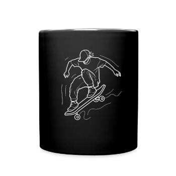 Skateboarding Boy Line Art - Full Colour Mug - black - Front