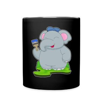Peintre éléphant Peinture au pinceau - Mug uni - noir - Devant