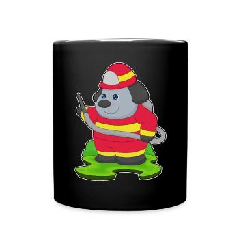 Dog Firefighter Fire Hose Fire Brigade - Full Colour Mug - black - Front