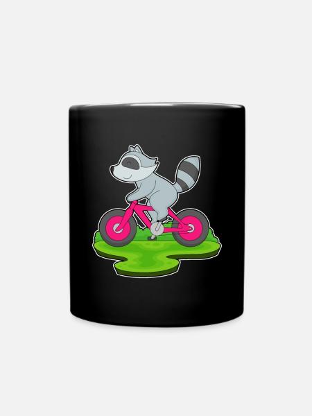 Waschbär Fahrrad - Tasse einfarbig - Schwarz