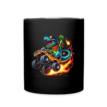 Dinosaure aventureux sur un camion monstre - Mug uni - noir - Devant