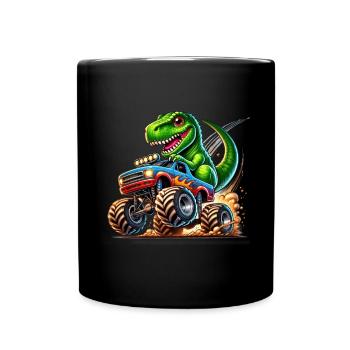 Dinosaure aventureux sur un camion monstre - Mug uni - noir - Devant