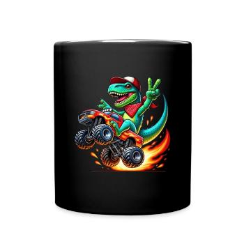 Dinosaure aventureux sur un camion monstre - Mug uni - noir - Devant