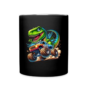 Dinosaure aventureux sur un camion monstre - Mug uni - noir - Devant