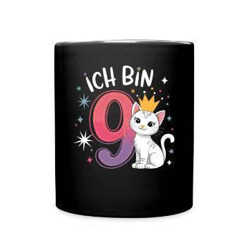 9ème anniversaire Chat Chaton Anniversaire des enfants - Mug uni - noir - Devant