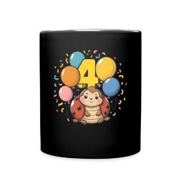 4th Birthday Ladybug Children's Birthday Party - Full Colour Mug - black - Front