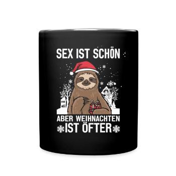 Funny Christmas Sloth - Full Colour Mug - black - Front