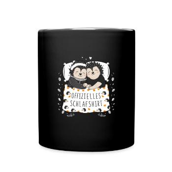 Offizielles Schlafshirt Süßes Igel Paar - Tasse einfarbig - Schwarz - Vorne