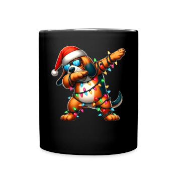 Tupfende Bloodhound Hund Sonnenbrille Niedlich Wei - Tasse einfarbig - Schwarz - Vorne