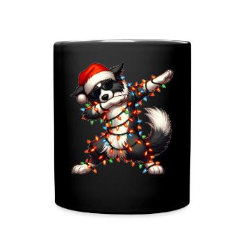 Tupfende Border Collie Hund Sonnenbrille Niedlich - Tasse einfarbig - Schwarz - Vorne