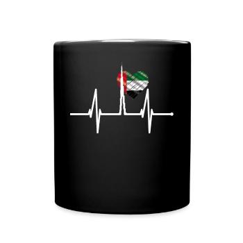 Dubai Skyline Herzschlag Burj Khalifa Herz VAE Fan - Tasse einfarbig - Schwarz - Vorne